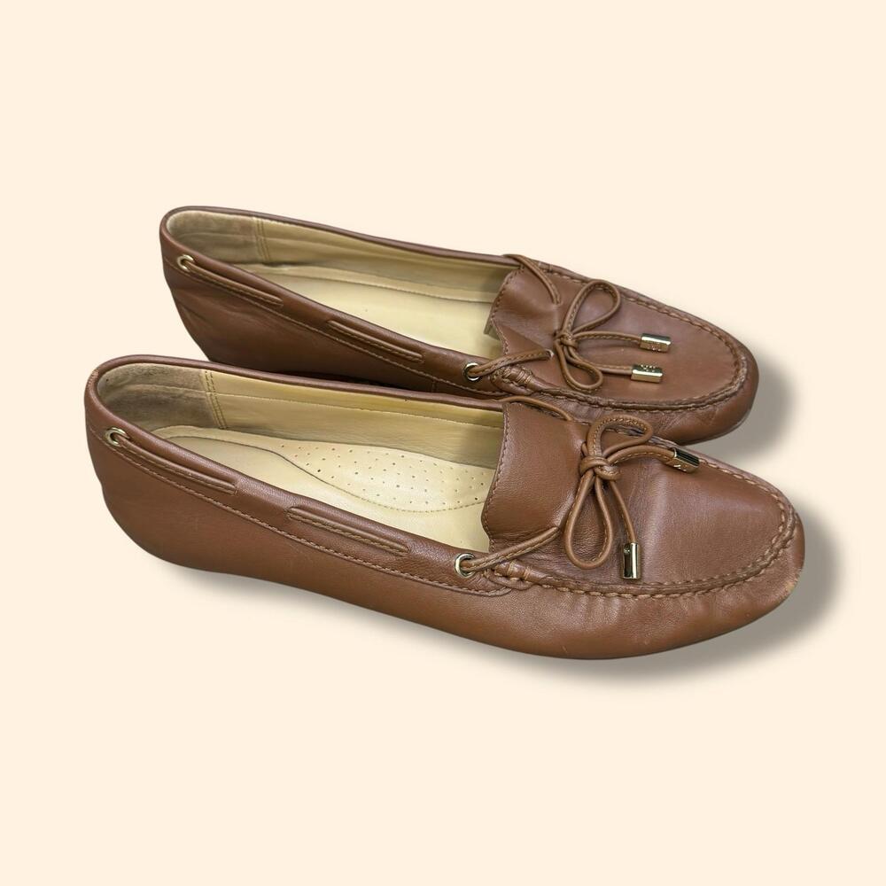 Women's Michael Kors Brown Leather Moccasin Loafers Size 9